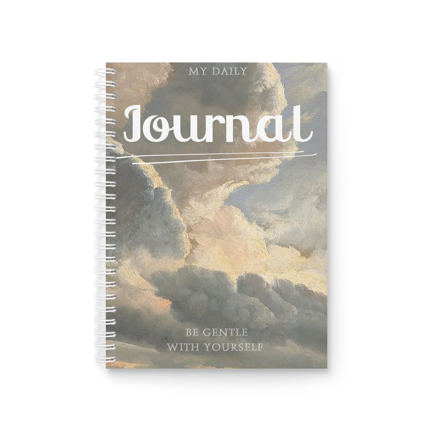 Gentle Daily Journal, Inspirational Notebook, Self-Care Spiral Journal, Motivational Gift, Cloud Art Journal Printify