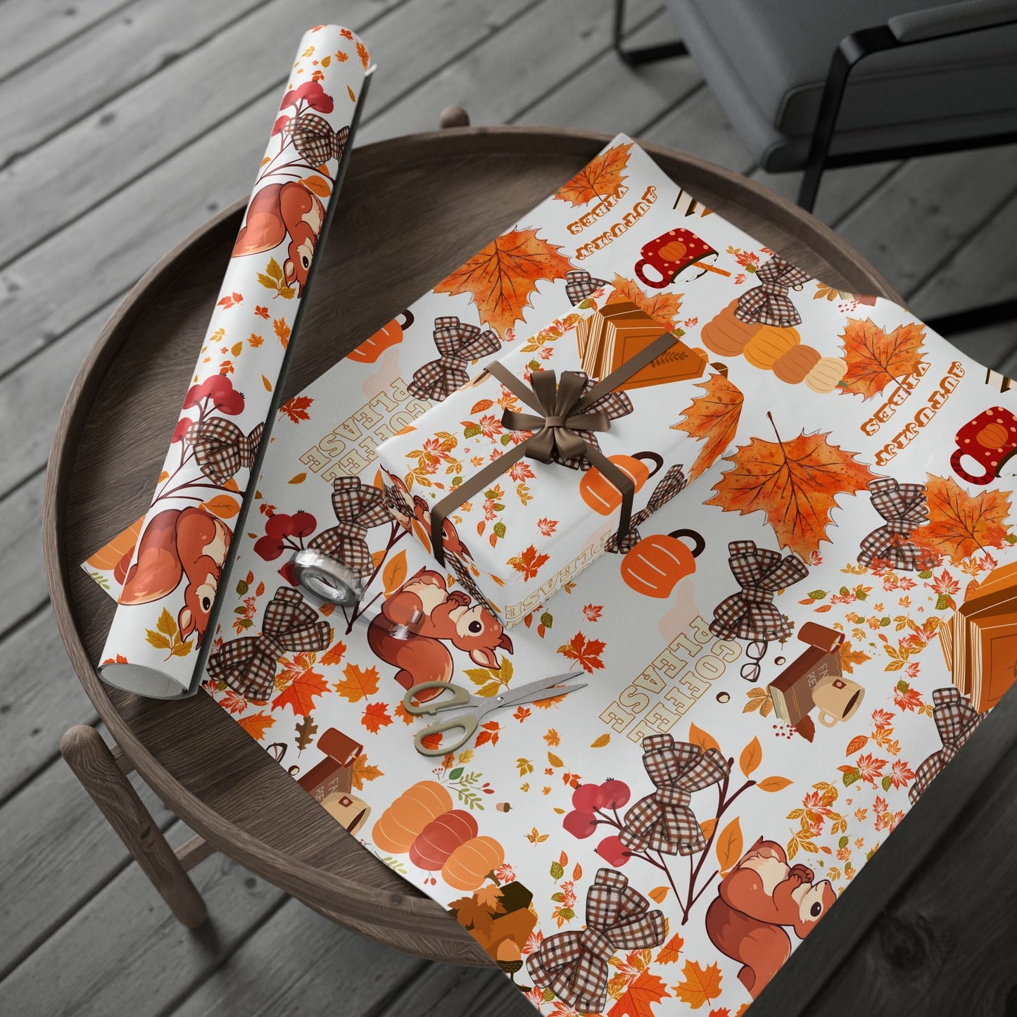 Autumn-Themed Wrapping Paper, Seasonal Paper for All Occasions Printify