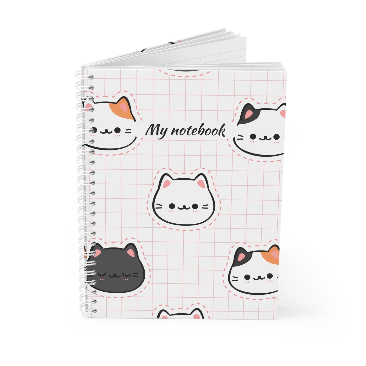 Cute Cat Spiral Notebook - Perfect for School, Journaling, Gift for Cat Lovers, Creative Writing, Planner Printify