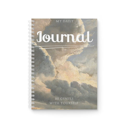 Gentle Daily Journal, Inspirational Notebook, Self-Care Spiral Journal, Motivational Gift, Cloud Art Journal Printify