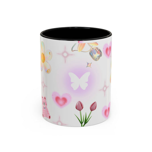 Whimsical Floral Coffee Mug with Butterfly, Cute Gift for Friends, Perfect for Birthdays, Inspirational Drinkware, Home Decor, Daily Use Printify