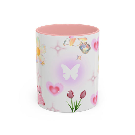 Whimsical Floral Coffee Mug with Butterfly, Cute Gift for Friends, Perfect for Birthdays, Inspirational Drinkware, Home Decor, Daily Use Printify